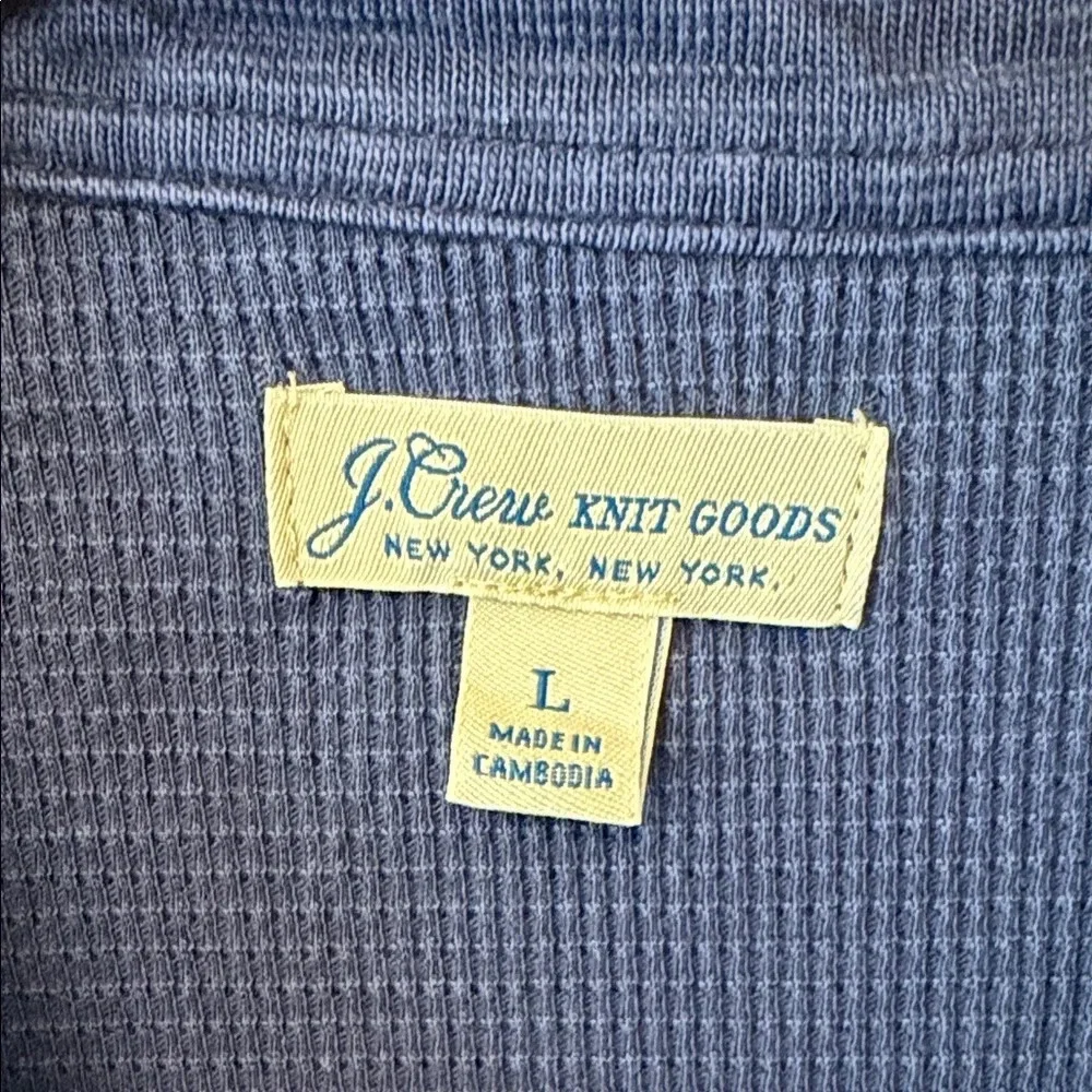 J. Crew Mens L Waffle-Lined Blue Garment-Dyed Harbor Shirt